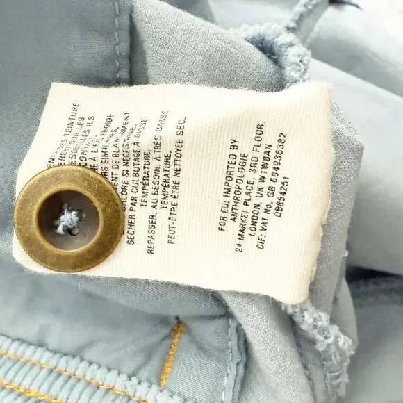 BY ANTHROPOLOGIE | Sky Blue Corduroy Button Front Skirt A-line Pockets | Size 6 - Picture 8 of 8